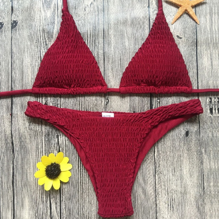 Maillot de bain sexy bikini triangle plissé