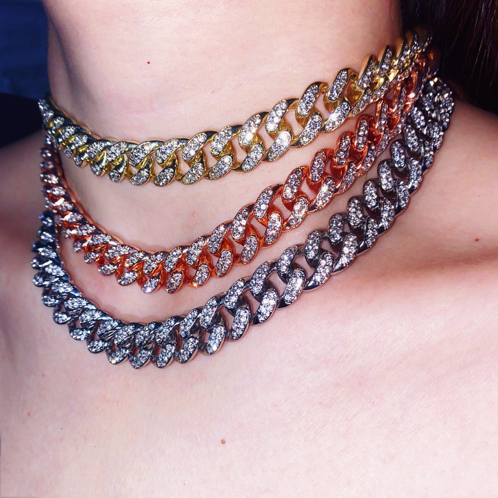 Full Diamond Inlaid Full Diamond Necklace Hipster