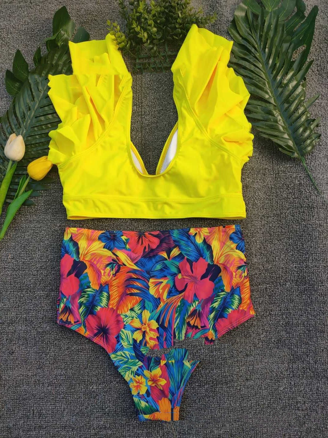 Traje de baño sexy Traje de baño de bikini dividido estampado Traje de baño de mujer