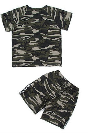 Vêtements d'été camouflage à manches courtes pour garçons 