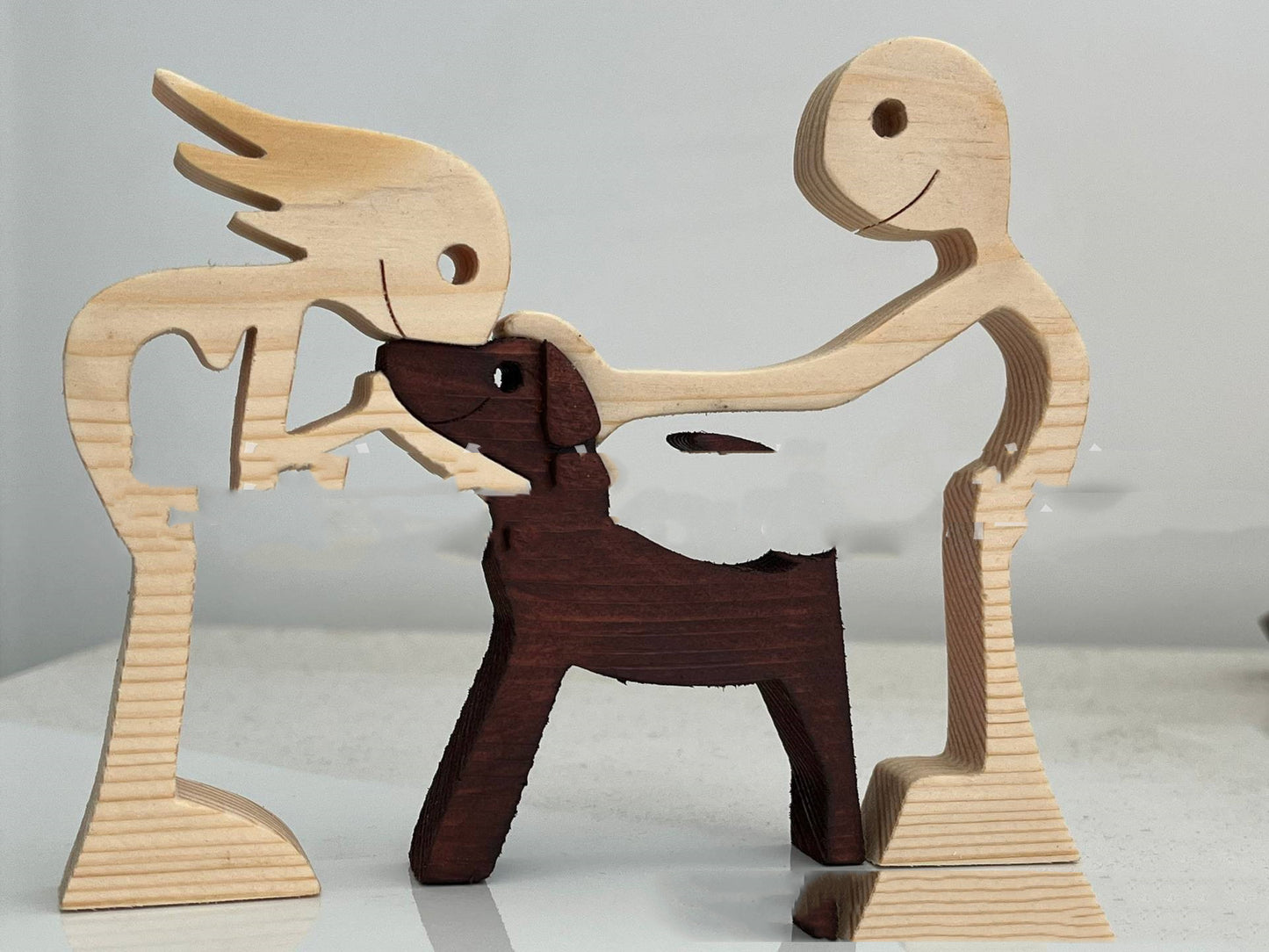 Figurine de chien en bois à faire soi-même, Sculpture de décoration de maison, un homme et un chien, Sculpture en bois, cadeaux de noël, modèle de décoration