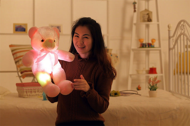 Créatif éclairage LED ours en peluche animaux en peluche jouet coloré brillant cadeau de noël pour enfants oreiller