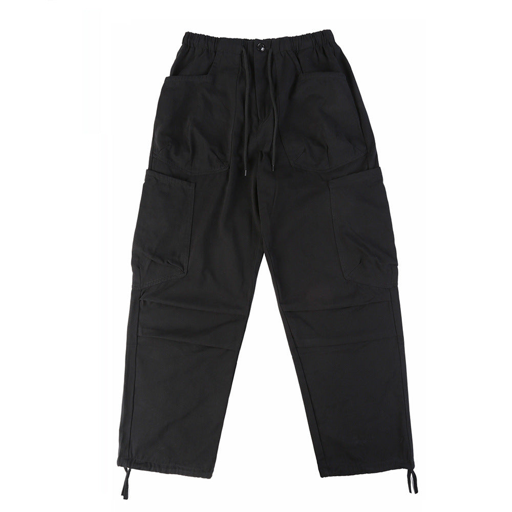American Japanese Pleated Casual Pants Ankle Drawstring Sports Trousers