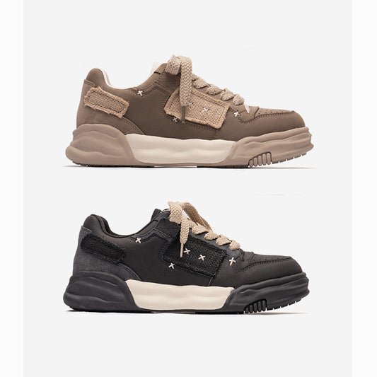 Zapatos vintage de cuero con parches versátiles e informales para hombre