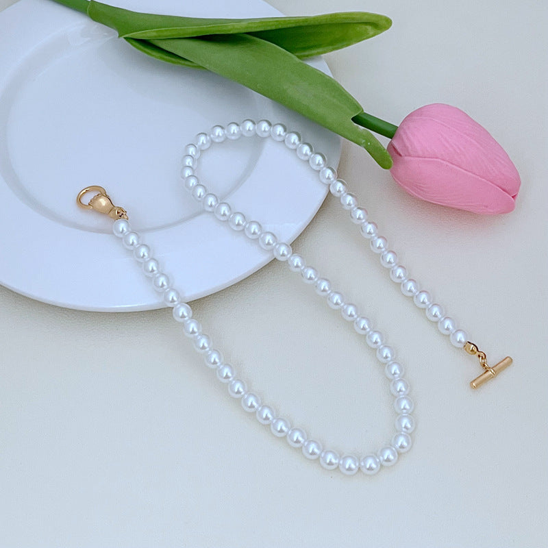 Special-interest Design Handle TO Buckle Clavicle Chain Exquisite Temperament Pearl Bracelet Necklace