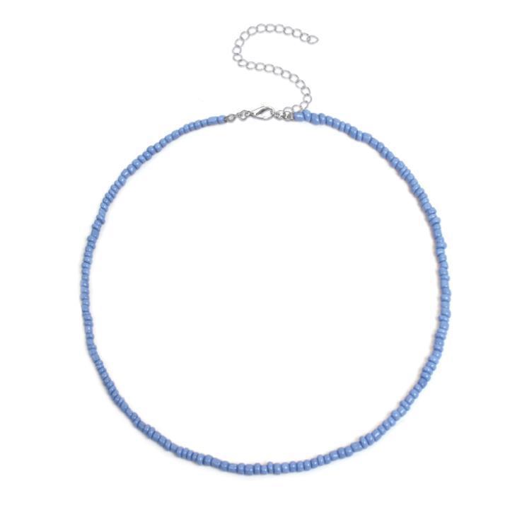 Collier pour femme en perles de verre blanc naturel, doux et simple