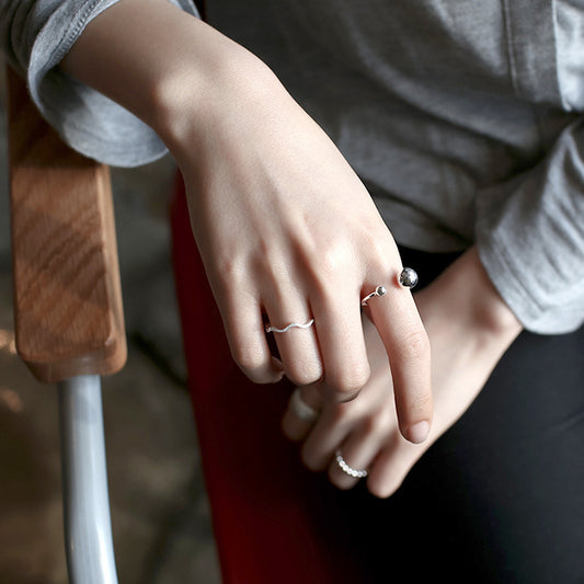 Simple Line Ball Ring For Women