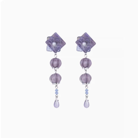 Boucles d'Oreilles Fleur Vintage Violet Clip d'Oreille Non Perçant