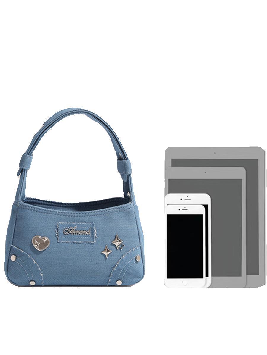 Retro Minority Design Small Handbag Summer New Metal XINGX Denim