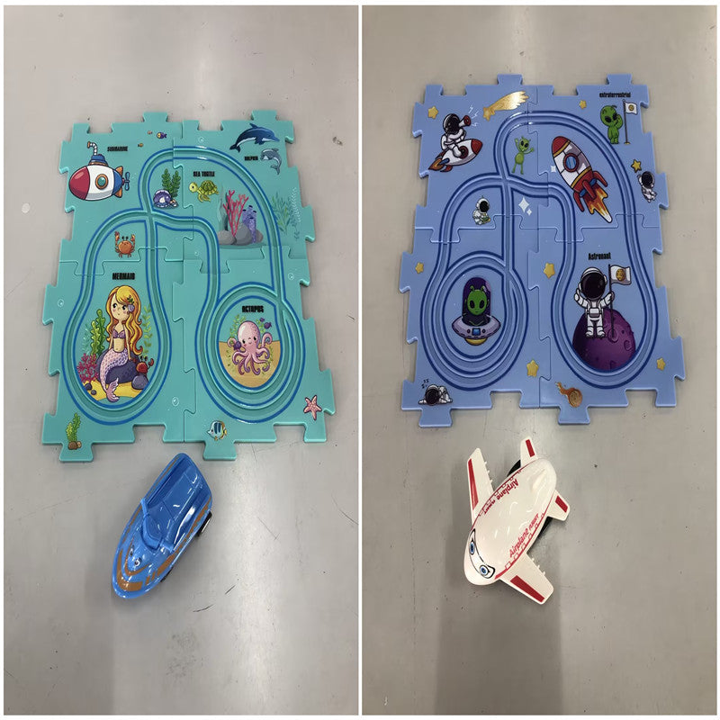 Puzzle pour enfants, vitesse de chemin de fer électrique, assemblage de voiture électrique automatique, scène de ville, Construction, jouet éducatif, cadeau