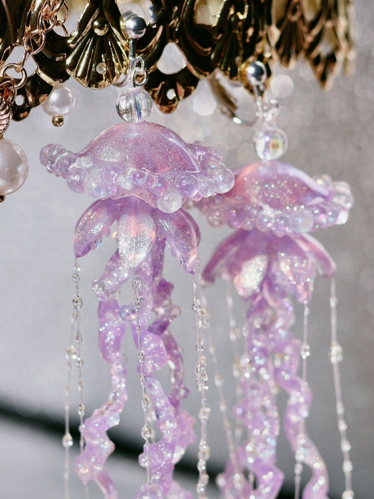 Creative Jellyfish Earrings Long Cute Ear Clip