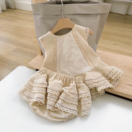 Jupe en dentelle sans manches pour bébé fille