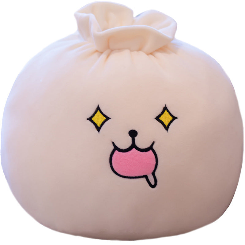 Expression douce et mignonne, un chignon en peluche, oreiller en pâte élastique