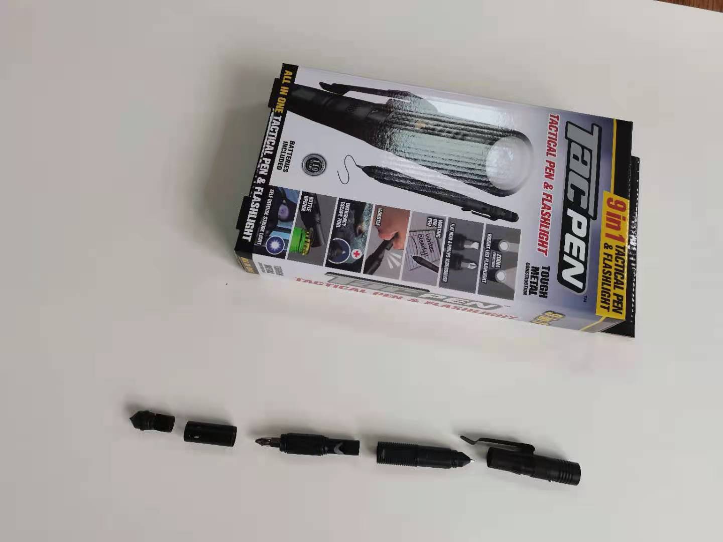 Nine-in-one Multi-function Flashlight Car Window Breaker Survival Pen EDC Outdoor Defense Portable Pen