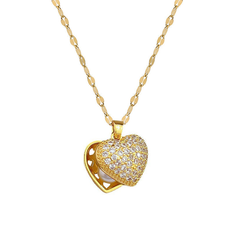 Xiaohongshu New Loving Heart Zircon Necklace For Women