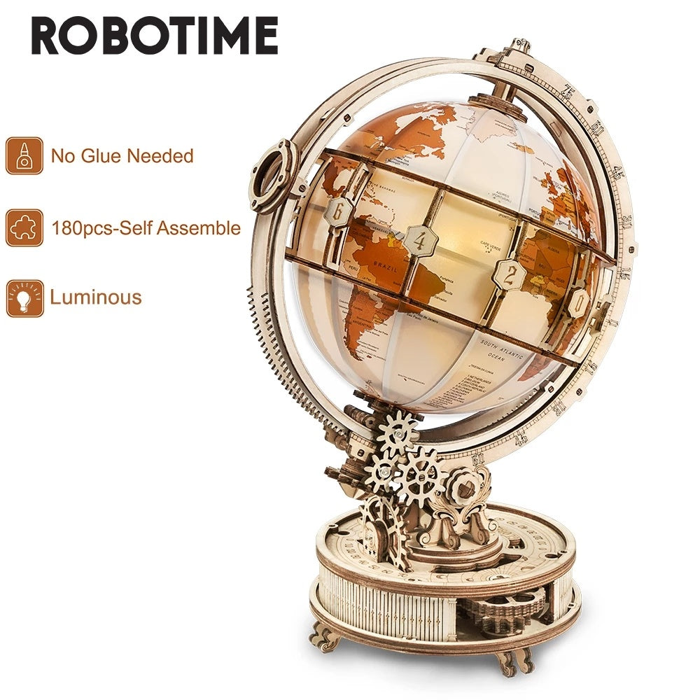 Robotime ROKR Globe lumineux 3D jeux de Puzzle en bois assembler des Kits de construction de modèles jouets cadeau pour enfants garçon livraison directe du fournisseur