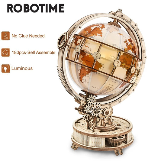 Robotime ROKR Globe lumineux 3D jeux de Puzzle en bois assembler des Kits de construction de modèles jouets cadeau pour enfants garçon livraison directe du fournisseur