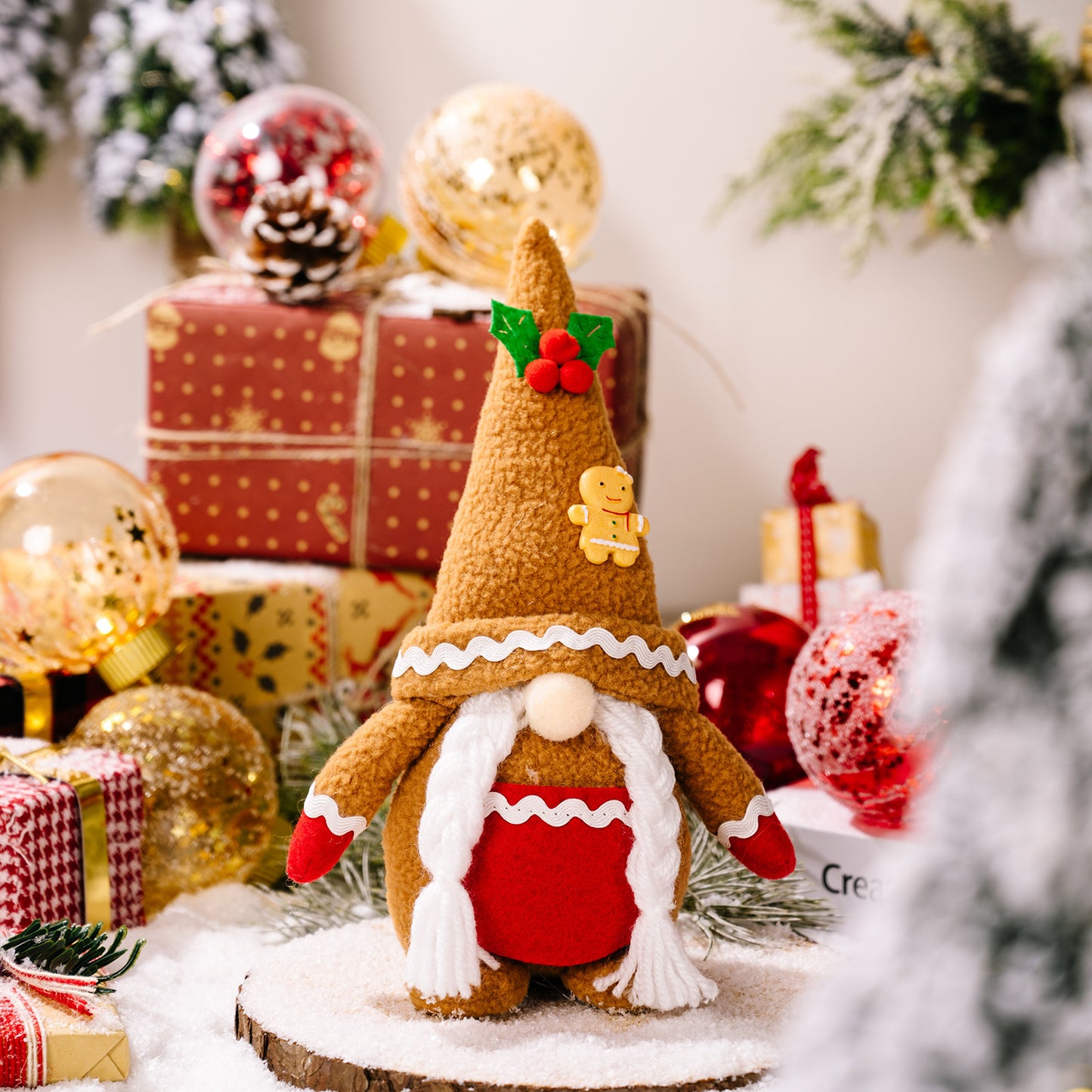Poupée décorative sans visage en tissu de noël, ornement, décorations de noël