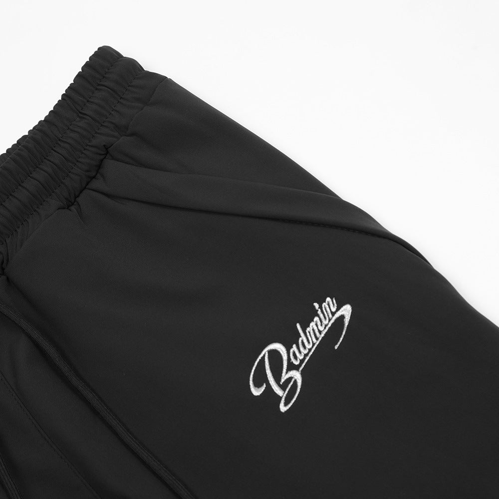 Ribbon Contrast Color Fleece-lined Pants Men's Warm