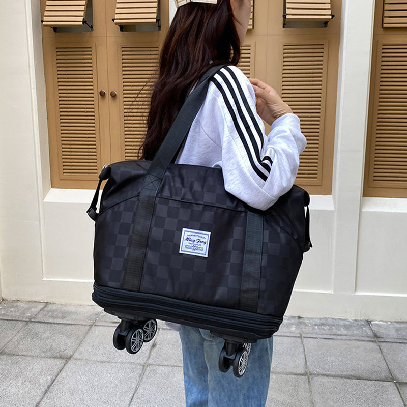 Bolsas de viaje de gran capacidad para mujer, bolsas de equipaje de doble capa de expansión con separación húmeda y seca