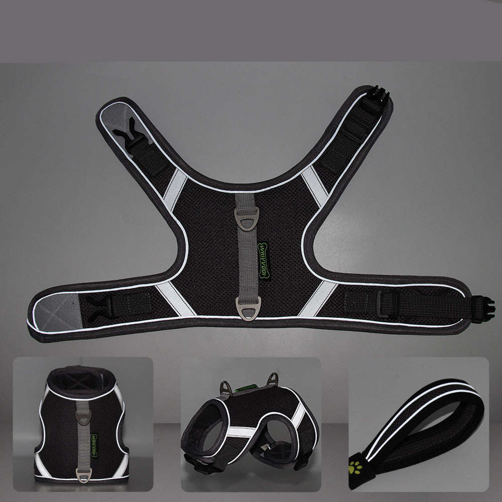 Productos para mascotas con cuerda reflectante y correa para el pecho de perro transpirable de malla