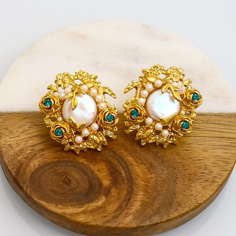 Pendientes de perlas barrocas rosas de lujo ligero