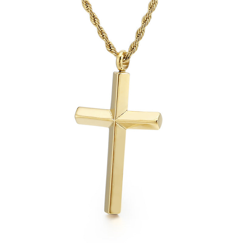 Pendentif croix galvanisé, collier créatif en acier titane et fleurs de chanvre, chaîne