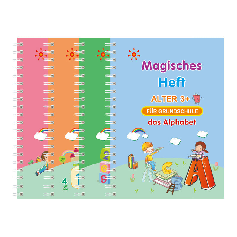 Planche de pratique de calligraphie anglaise Groove pour enfants, peinture française et allemande, autocollants magiques anglais, stylo de contrôle de copie, livre d'entraînement