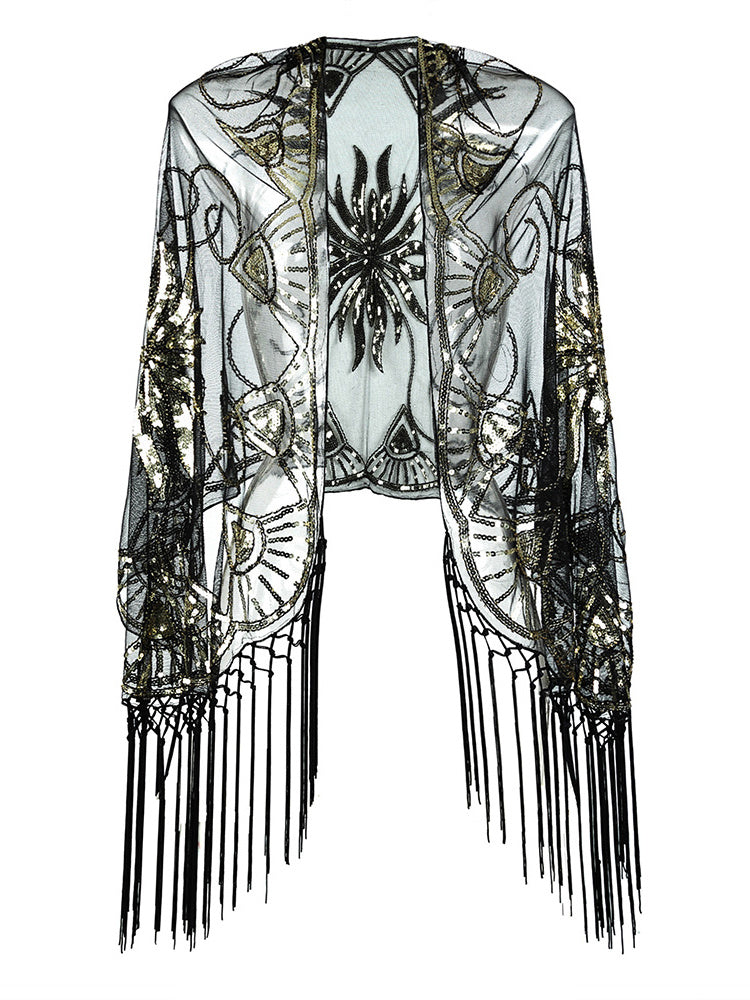 Flapper Gatsby Party Mesh Short Cover Up Accessoire de robe