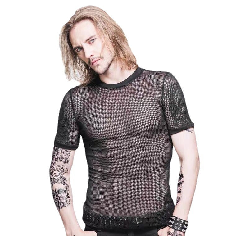 Fishnet Series See-through Net Hole Mesh Top Hollow T-shirt Sexy
