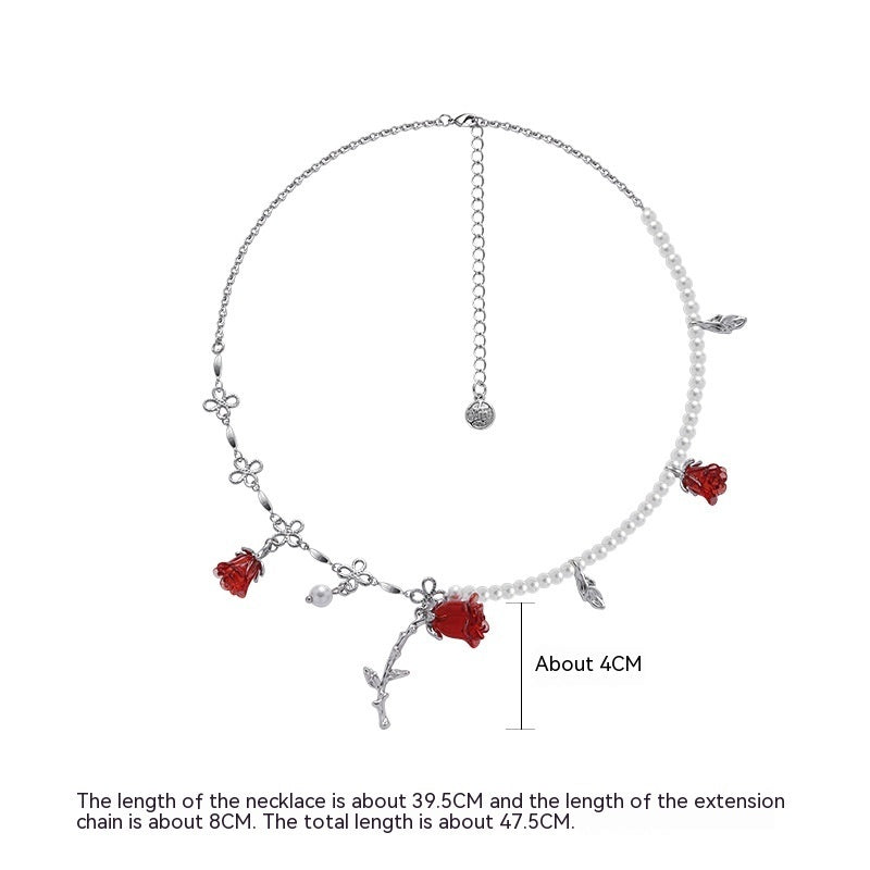 Red Rose Bow Earrings For Women