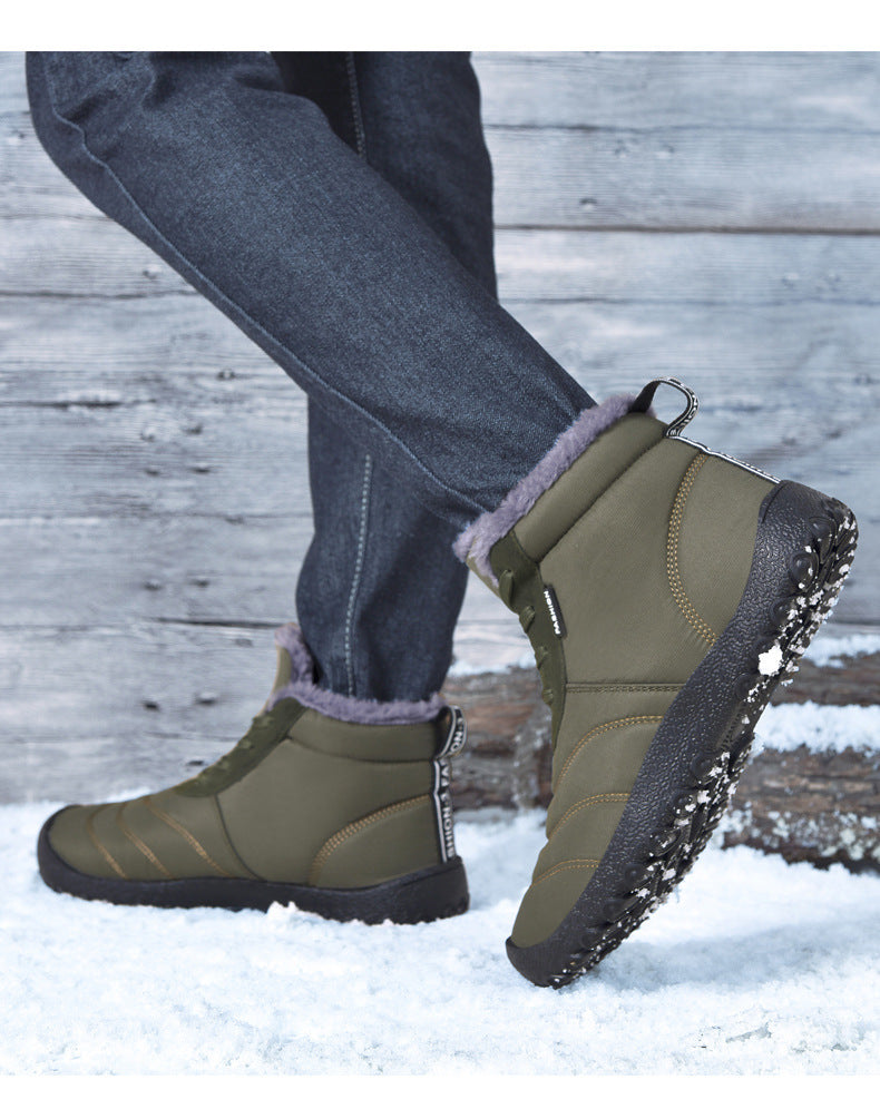 Chaussures en coton grande taille, bottes de neige chaudes et décontractées à fond plat, doublées de polaire