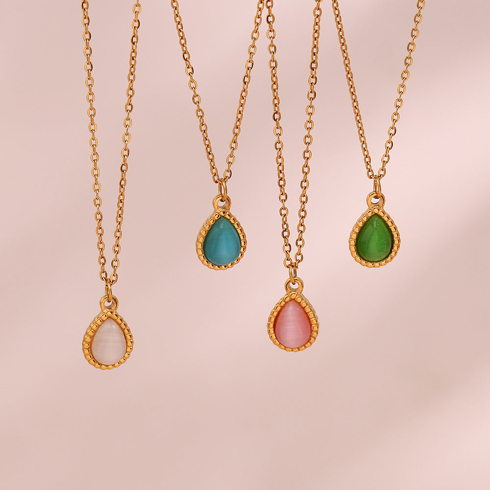 Collier avec pendentif compte-gouttes en acier inoxydable pour femme