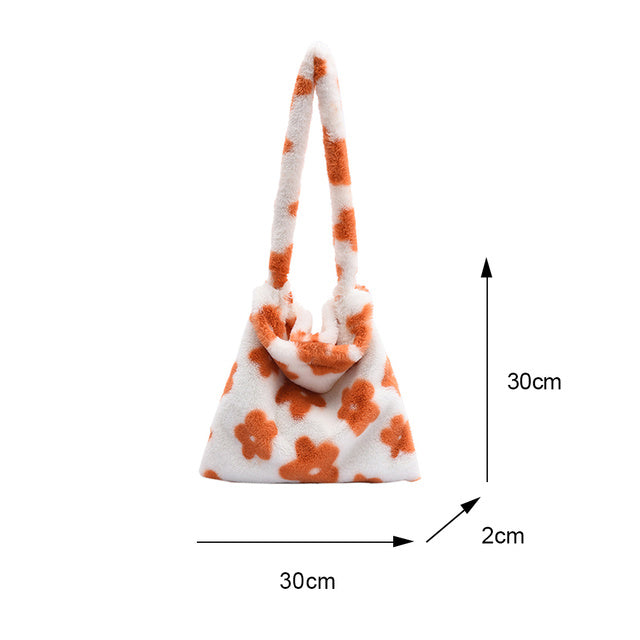 Sac à main portable en peluche pour femme