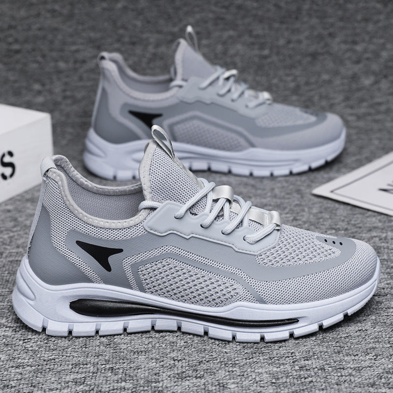 Zapatos de malla para hombre, zapatillas de deporte transpirables ligeras de punto con mosca a la moda, calzado deportivo informal