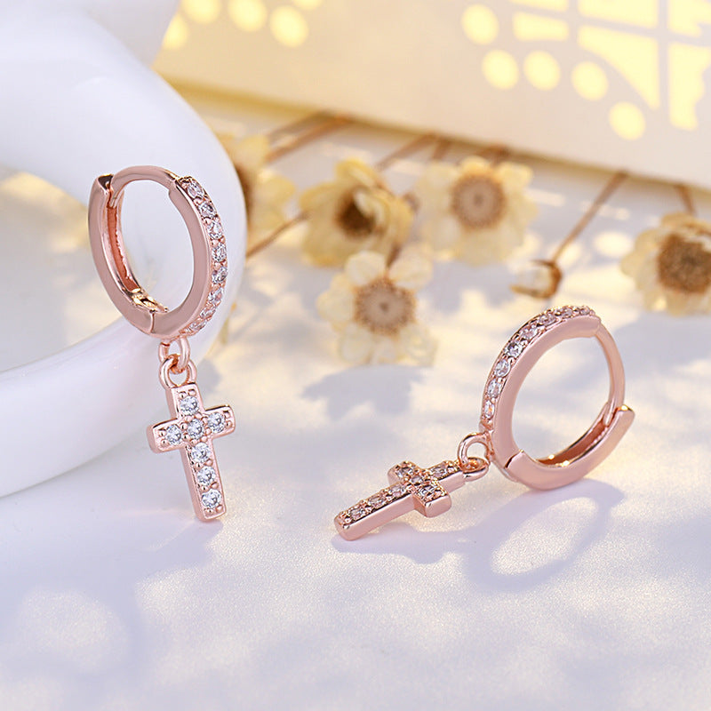 Boucles d'oreilles croisées en Zircon pour femmes