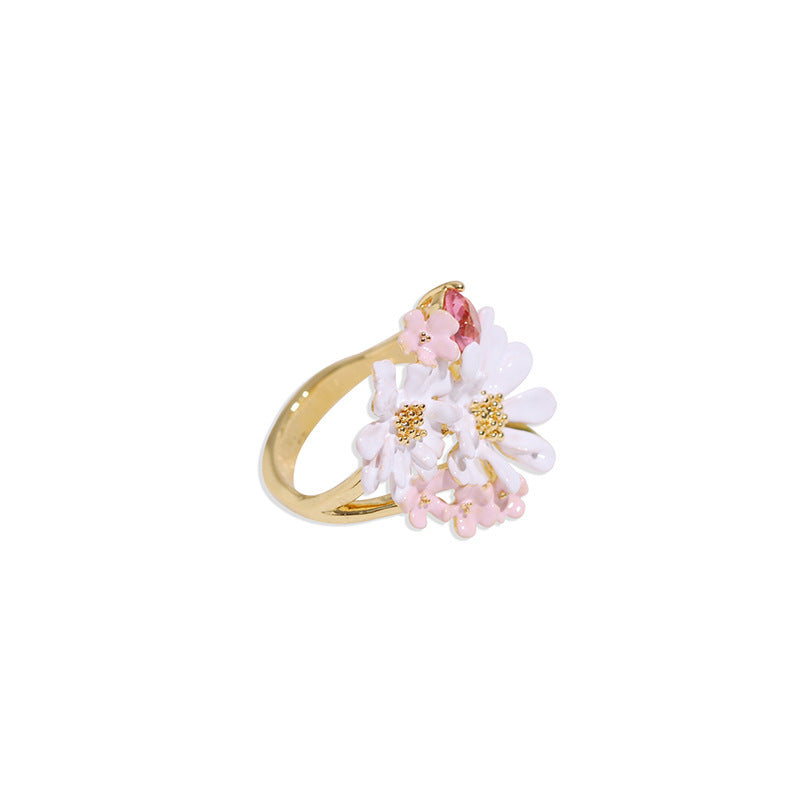 Anillo Flor Encaje Verbena Circonitas Oro
