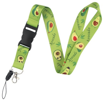 Lanière de téléphone portable avec boucle en Polyester, impression Double face, dessin animé Fruit avocat