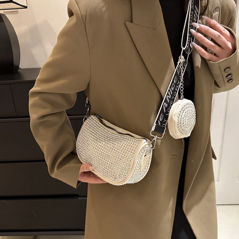Sac à bandoulière en strass avec petit sac à main, sac à bandoulière sous les bras pour femmes, sacs de luxe de styliste