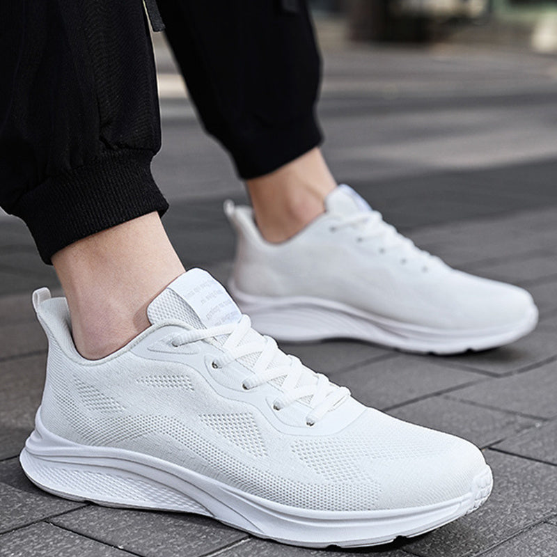 Zapatillas de correr con cordones para hombre, zapatillas de deporte cómodas, transpirables y ligeras de malla