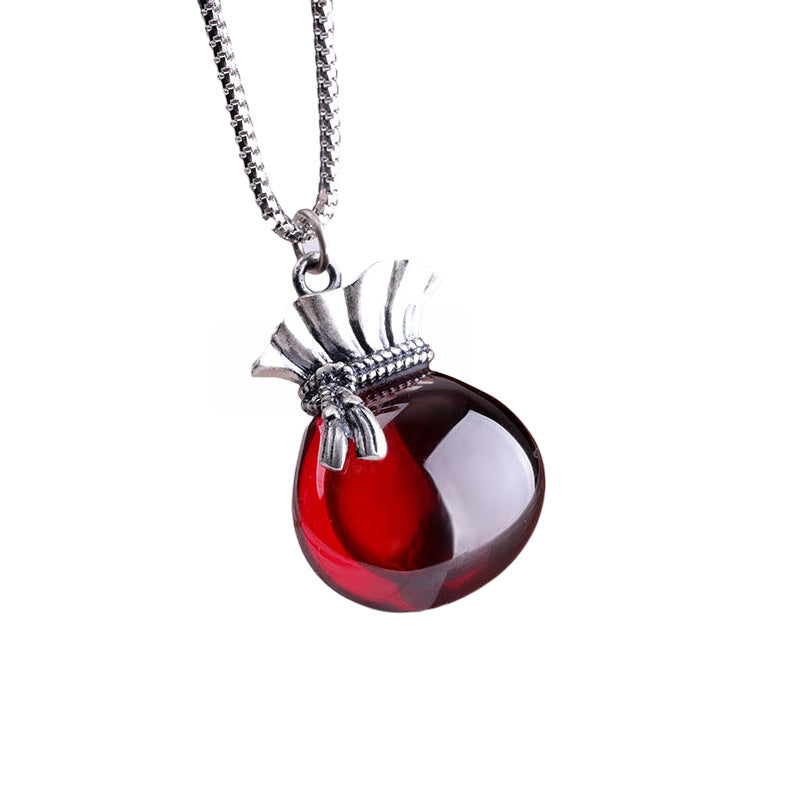 Accesorios de plata Collar Mate Sección artesanal Azul San Colgante de bolsa de dinero para mujer