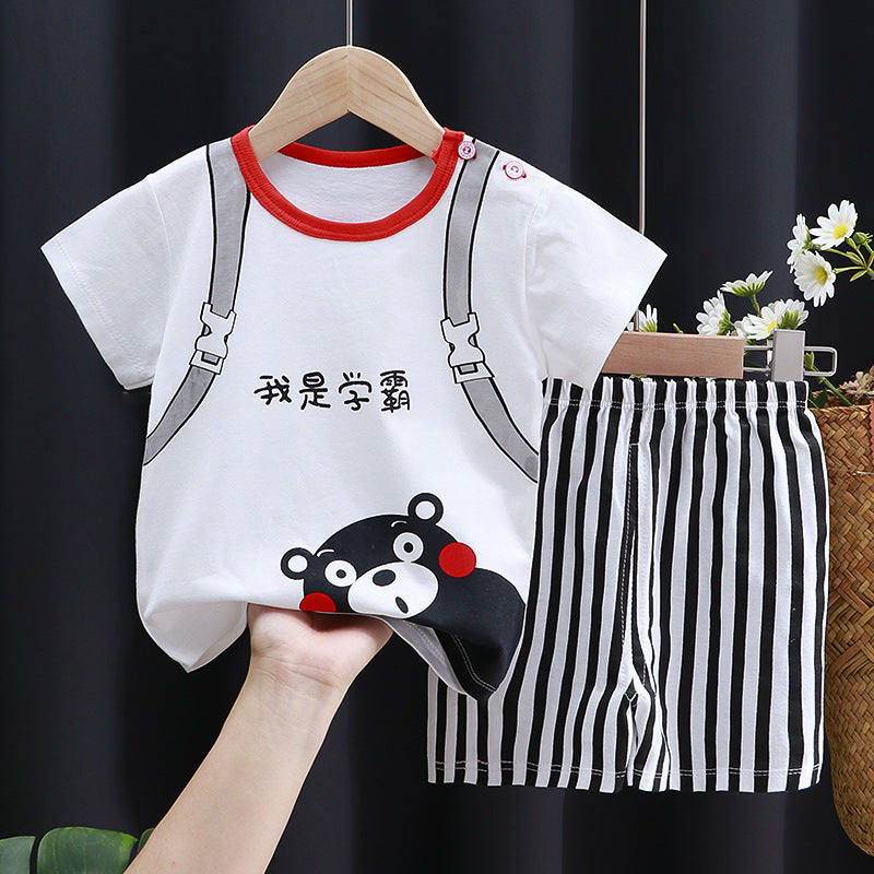 Costume à manches courtes pour enfants, T-shirt en coton, vêtements pour bébés