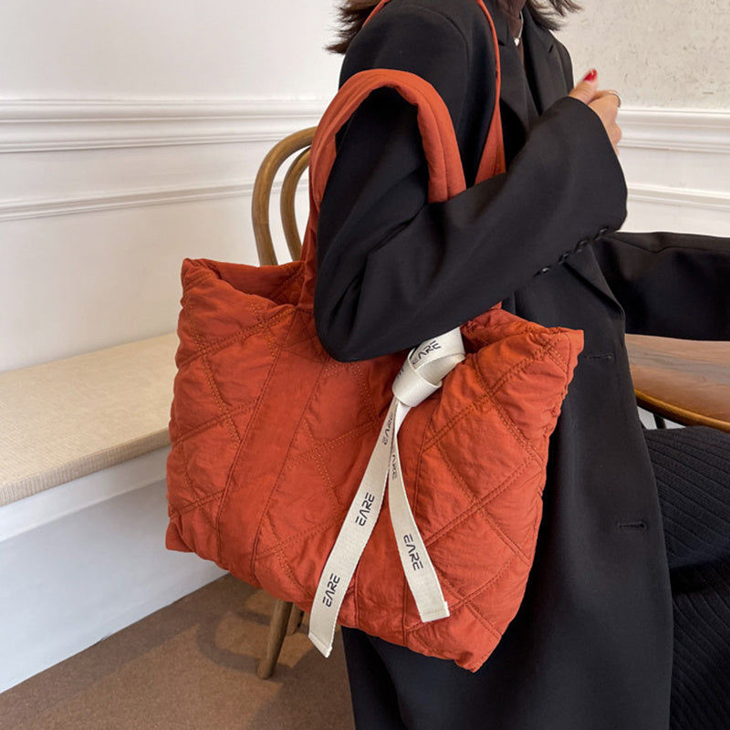 Sac fourre-tout d'hiver pour femmes, sac à bandoulière en losange de couture, sac de Shopping de grande capacité, sacs à main personnalisés, 2023