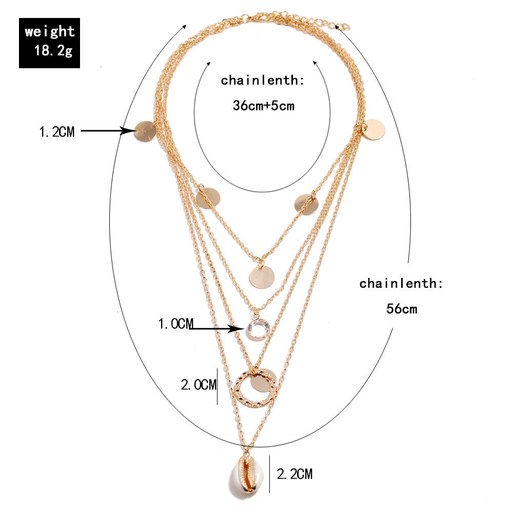 Fashion Metal Wafer Shell Necklace
