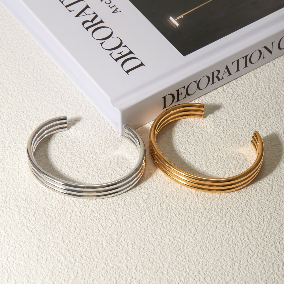 Stainless Steel Three-layer Rib Bracelet