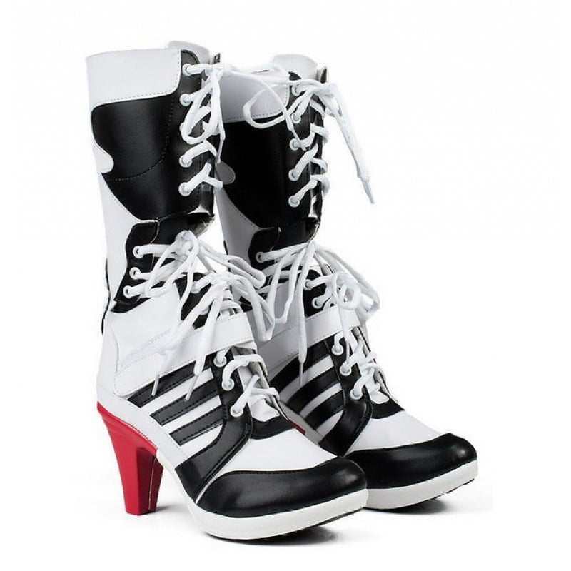 Bottes Dr Martens ajourées Dentelle Bloc de Couleur Femme Grande taille Mi-mollet