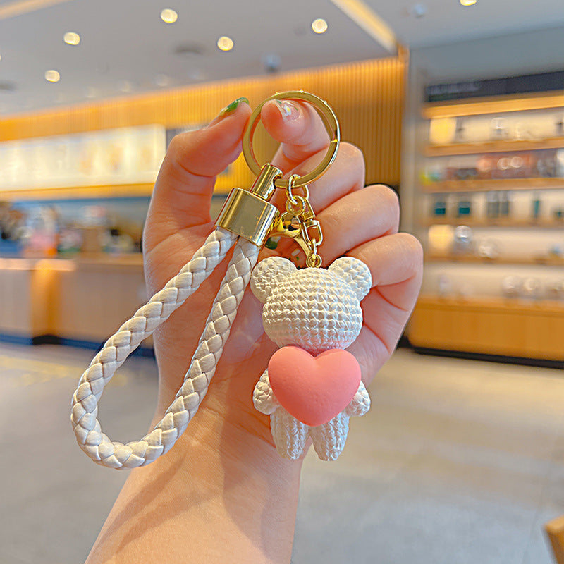 Porte-clés poupée en forme de cœur d'amour, petit ours, pendentif mignon de célébrité d'internet