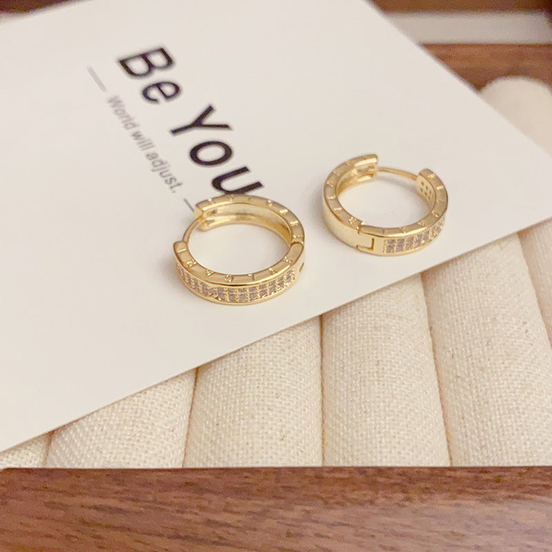 Fashionable All-match Micro-inlaid Ear Clip Niche Design Earrings