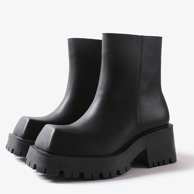 Botas Martin con punta cuadrada y plataforma a la moda para hombres y mujeres