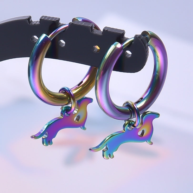Boucles d'oreilles pour chien saucisse colorée galvanisées sous vide